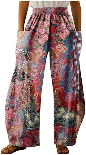Calças de perna larga de Zhensanguo para mulheres calças de linho para mulheres calças casuais soltas