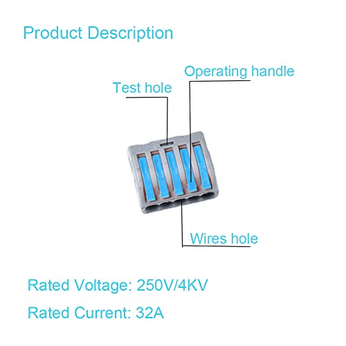 GLUTOAD 60 PCS Conectores de fio de alavanca, conector compacto de fios de splicing Push-in, 2 3 5 Kit de conectores elétricos