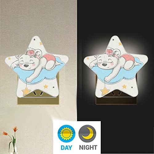 Bebê dormindo menina noturna plug plug in Led Night Lamp Dusk to Dawn Sensor Nightlight for Kids Bedroom Bathroom Kitchen Bursery - Star Shaped
