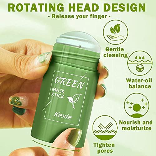 Ruoqi 2 PCs Máscara de chá verde Beck para rosto, removedor de cravos com extrato de chá verde, limpeza de poros profundos, brilho da pele, hidratação, remove os cravos para todos os tipos de pele de homens e mulheres