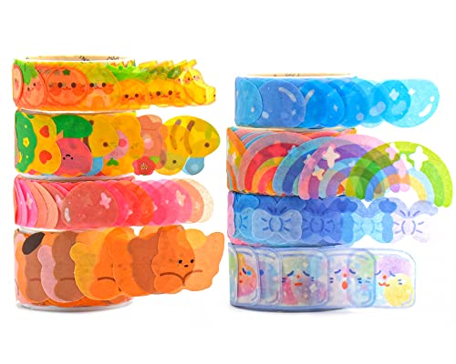 8 rolo colorido colorido washi fita máscara fita decorativa vibrante urso coração bolha arco -íris corsage arco -íris