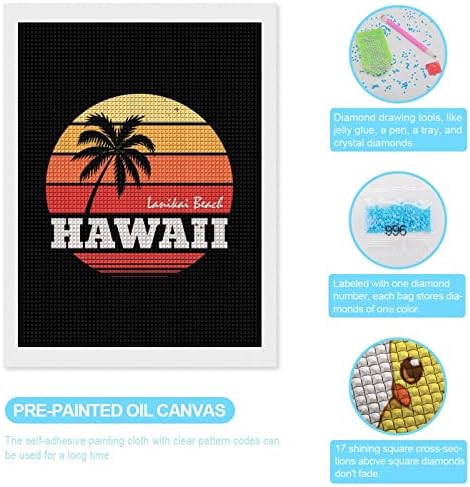 Hawaii Beach Tree Tree Diamond Pintura Kit de arte Fotos Diy Full Drill Acessórios para casa adultos Presente para decoração de