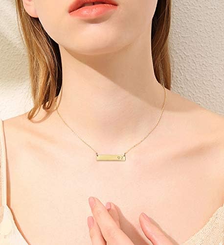 Finrezio Rose Gold Batingado Aço inoxidável Colar de barra de coração inicial Colar de pendente de alfabetismo para mulheres