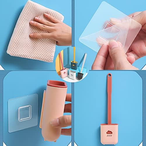 Escova de vaso sanitário flexível de silicone, sistema de limpeza de vaso sanitário, varinha de banheiro de parede