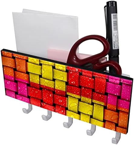 Rainbow Key Titular para parede com organizador de correio, rack de chave autônoma com 5 ganchos, decoração decorativa para