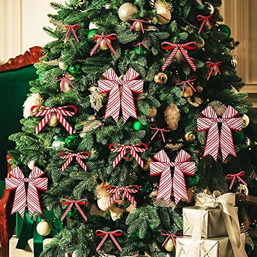 4 rolos 52 jardas de Natal de fita de Natal Decorações de árvore de Natal PEPPERMINT RIPBON 1,5 polegada 0,6 polegada 0,4 polegada
