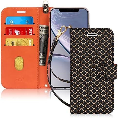 FYY Projetado para capa iPhone XR, capa de telefone da carteira de couro PU de luxo com tampa de choque protetor de suporte para