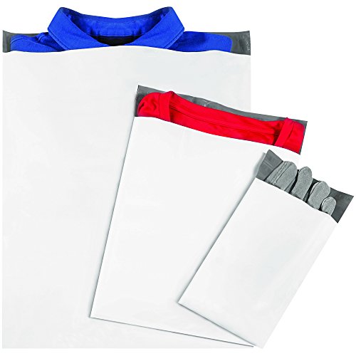 Envelopes Aviditi Poly Mailer, 7 1/2 x 10 1/2, branca, serena-auto-sela com tira de lágrima, resistente à prova d'água e punção,
