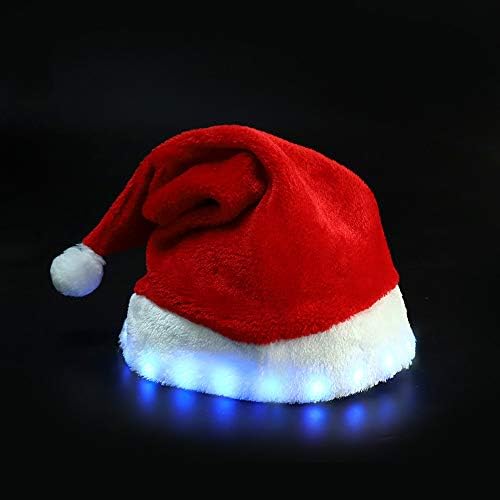 Melhor comprar chapéu de boné 2pcs Santa Hats Cap com 7 cores Luminous brilhando unissex-adult's Santa chapéu USB Light Up Caps Até a Festa do Capinho de Natal para Evento Holiday Red Red