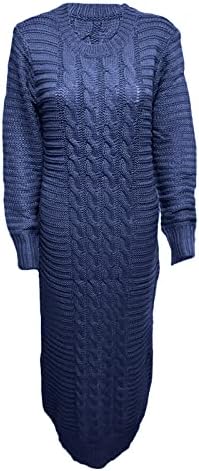 Vestido de suéter de inverno feminino Clube de vestido de festa no pescoço do pescoço Clube de tripulação de uma pega de malha