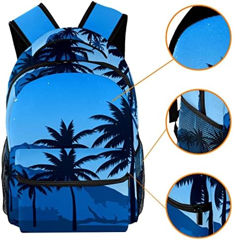 Backpack Rucksack School Bag Travel Casual Daypack para mulheres meninas adolescentes, Night of Palm