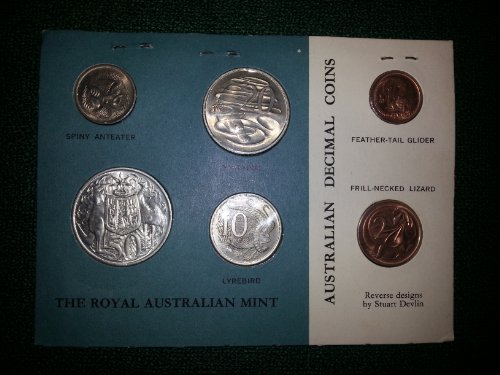 1966 Moedas decimais australianas Conjunto de hortelã