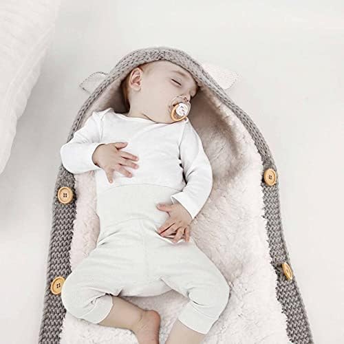 Botão infantil Wicvik Cobertores de lã quente lã de lã de malha garotos carrinho de bebê envolve o carrinho de dormir acessórios para bebês saco de dormir