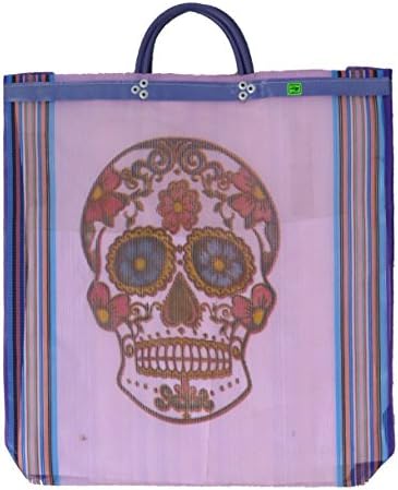 Bolsa de malha mexicana Mercado Mercado Bolsa Dia dos Mortos: Caveira de Açúcar 18 X18