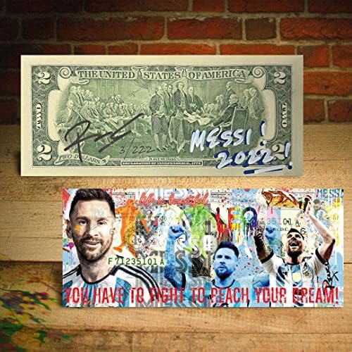 Leo Messi Pop Art Messi Genuíno sem circulação de dois dólares Edição especial colecionável assinado à mão por REncy