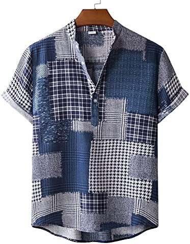 Camisas de botão de moda masculina Camisetas casuais Imprimir tie de tie de manga curta linen de algodão lapela Basic camiseta