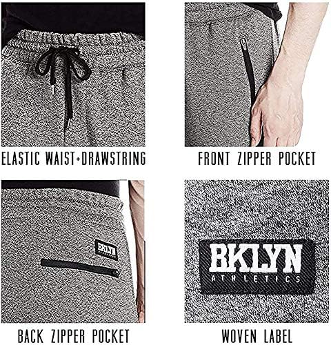 Brooklyn Athletics Men's Fleece Pants Active Zipper Pocket Sortpante