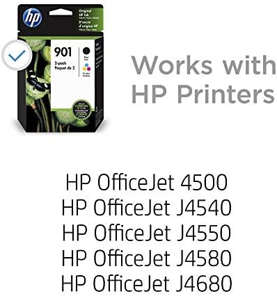 HP 901 | 2 cartuchos de tinta | Preto, Tri-Color | Trabalha com a HP OfficeJet 4500, J4500 Series, J4680 | CC653AN, CC656AN