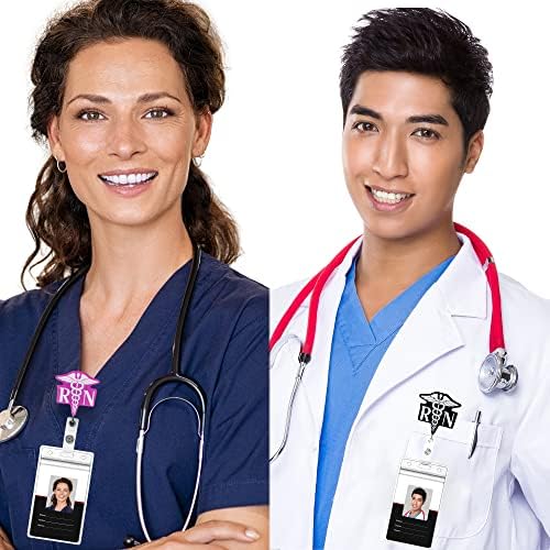 Cartão de crachá retrátil para enfermeiros, bobina de emblema de enfermagem com clipe de cinto ou clipe de jacaré para estudante