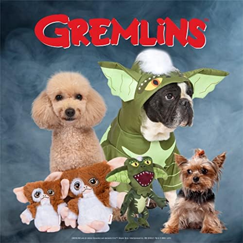 Warner Bros Horror WB: Traje de Halloween de Gremlins para cães com capuz - tamanho grande | Trajes fofos de animais de estimação, fantasias assustadoras para cães | Oficialmente licenciado Gremlins Pet Products, verde
