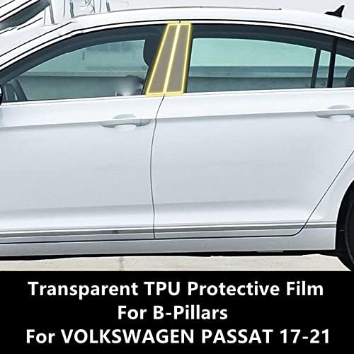 Jinqiute B-pilares transparentes TPU Proteção Anti-arranhão Acessórios de filmes de reparo Recupelar, para Volkswagen Passat 17-21