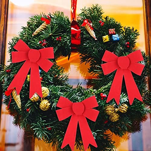 50 peças Christmas Red Bow PVC Xmas grandes arcos grandes para grinaldas penduradas arcos de veludo arcos de natal férias para guirlanda árvore de guirlanda Topper Door Outdoor Decoração interna