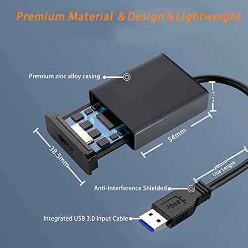 USB to HDMI Adapter, USB 3.0/2.0 to HDMI Cable Multi-Display Video Converter- PC Laptop Windows 7 8 10,Desktop, Laptop, PC, Monitor,