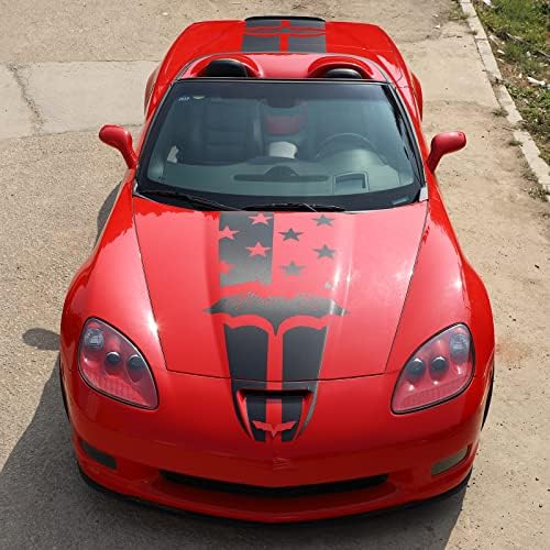 Decalques criativos do llkuang capuz compatíveis com Chevrolet Corvette C6 2005-2013, capa do carro com bandeira de estrela de vinil adesivo de adesivo de adesivo