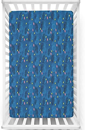 Folha de berço com tema de abacaxi, colchão de berço padrão folhas de berço Ultra Material Baby Folhas de berço para menina ou menino, 28 “x52“, azul azul noturno
