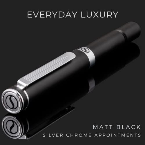 Scriveiner Black Rollerball EDC Luxury Pen, impressionante caneta de bolso com acabamento cromado, caneta de escrita legal, melhor