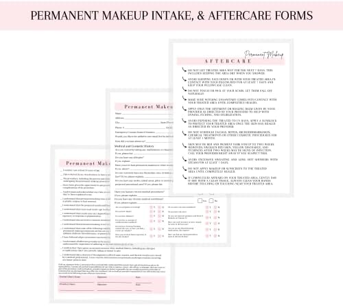 Ingestão permanente de maquiagem, consentimento e forma de pós -tratamento | 75 pacote | 8,5 x 11 A1 Forms | CLIENTES Signature