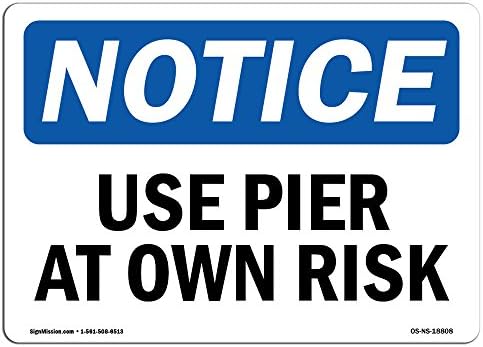 Sinal de aviso de OSHA - Use Pier por risco | Decalque da etiqueta de vinil | Proteja sua empresa, canteiro de obras, armazém e área de loja | Feito nos Estados Unidos