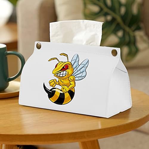 Cartoon Angry Bee Bee Mascot Tissue Caixa de lenço de papel moderno guardanapos de couro PU
