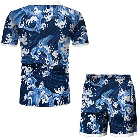 Camiseta atlética casual masculina e calças curtas TIY TYE Dye Rastrear 2 peças com roupas tropicais de lapela para férias