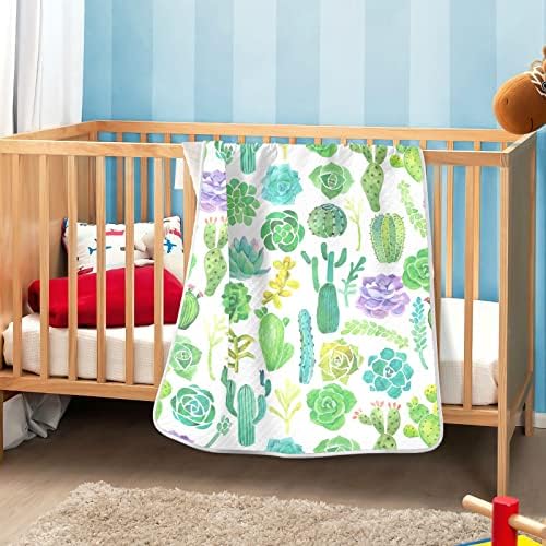 Cobertor cobertor de cacto verde cobertor suculento de algodão para bebês, recebendo cobertor, cobertor leve e macio para berço, carrinho de bebê, cobertores de berçário, 30x40 em