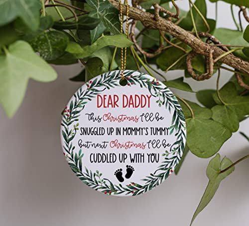 Caro Daddy Ornament de Baby Bump, Esperando Ornamento de Pai, Anúncio da Gravidez, Novo Ornamento de Baby, Papai para