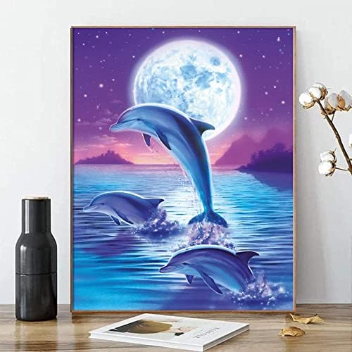 Kit de pintura de diamante EOECL, pintura de diamante 5D DIY para adultos e crianças, kits de arte de golfinhos de diamante completo, suprimento de artesanato para decoração em casa, 12x16 polegadas