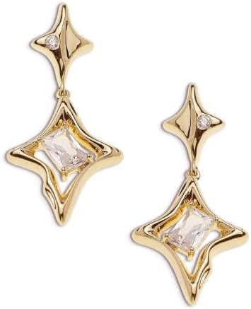 Sonateomber Gold Star Drop Brincos Dangle For Women Girls - Elegante exclusivo Cristão de zircônia cúbica exclusiva Cristal de quatro