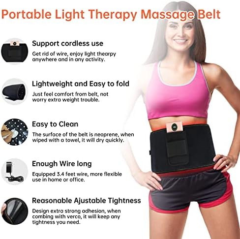 Cinturão de terapia da luz vermelha Yikd, infravermelho ＆ Terapia com luz vermelha para o corpo, aliviar a dor muscular ＆ articulações de articula