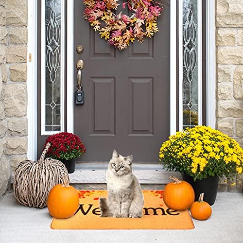 Yoleshy Fall Door Mat Pumpkin Fall Welcome tapetes para a decoração de outono da porta da frente para casa fora da varanda Indoor