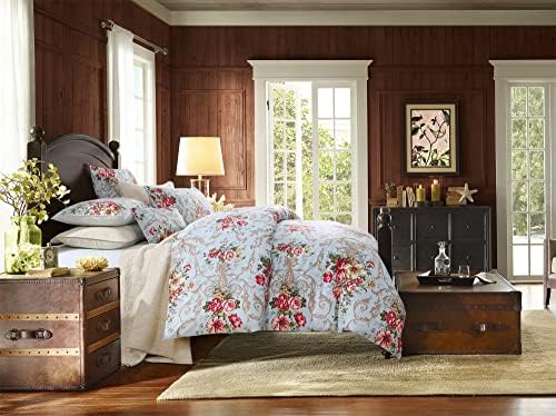 Abreze capa de edredão floral vintage set- conjuntos de roupas de cama de peônia de algodão egípcio deixam a cama impressa