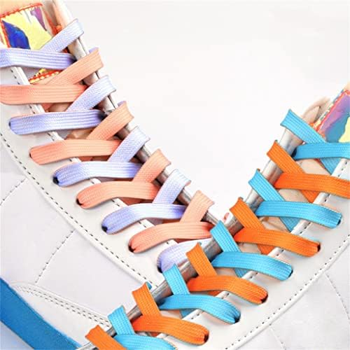 Tbiiexfl shoelace masculino e feminino gradiente de arco-íris gradiente de amarração dupla de amarração dupla de amarração dupla versátil