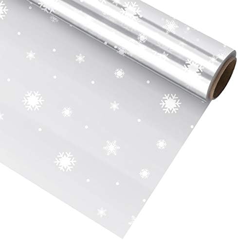 NUOBESTY Snowflake Celofane Roll Paper Christmas Wrap, 3 mil espessura 3000x80cm, para o presente de prejuízos de natal.