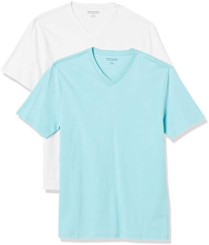 Essentials Men Slim-Fit de manga curta Camiseta em V, pacote de 2