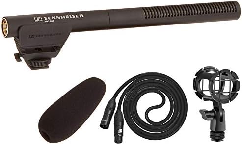 Sennheiser mke 600 vídeo, cinema e kit de microfone de espingarda de transmissão com cabo Lyxpro XLR, pára -brisas de espuma, kit de montagem de choque
