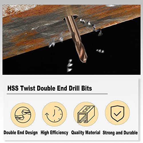 Utoolmart HSS Twist Twist Double End Bits, ferramenta rotativa em espiral hastrealmente reta, reviravolta de moagem completa do HSS Cobalt, diâmetro de perfuração de 3,2 mm, 10 pcs