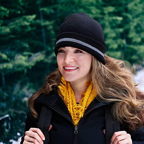 Jorestech Safety Beanie Unissex Knit Cap com alta visibilidade de listras reflexivas