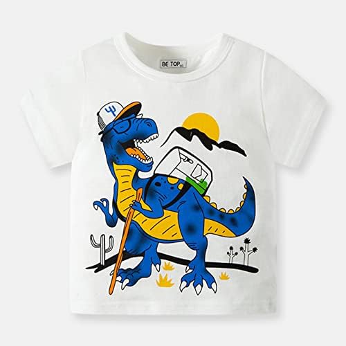 Mneostt Toddler Kids meninos meninos garotos de desenhour dinossauros curtos de manga curta Camisetas Tops Tee Roupes Térmica Longa