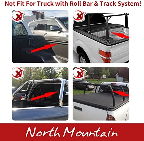 North Mountain Soft Roll Up Truck Tonneau Toneau para Ford 6,5 pés de cama/ajustes 1999- F-250/F-350/F-450 Super Duty de 6,5