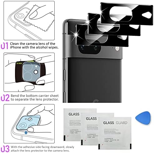 3 PCs Lente da câmera Protetor compatível com pixel 7 6,4 polegadas, tampa de câmera de vidro temperado, resistência